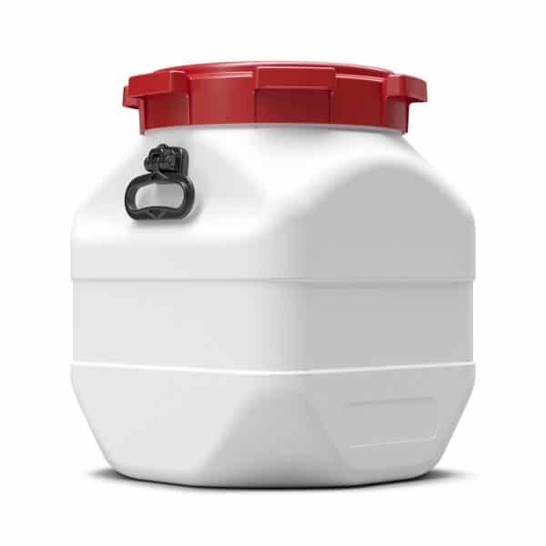 Das 50 Liter quadratische Fass schützt vor Nässe, Manipulation und anderen Eingriffen von Außen