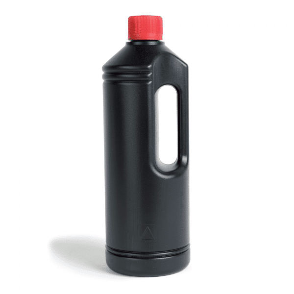 PE-Rundflasche 1 Liter mit Griff und rotem Deckel
